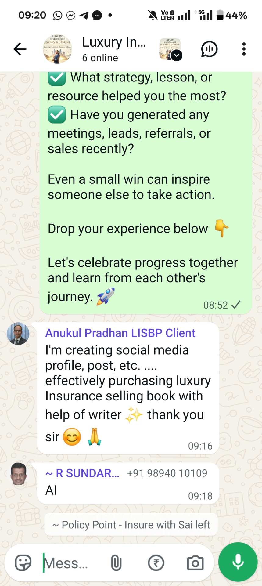 Advisor WhatsApp testimonial 5